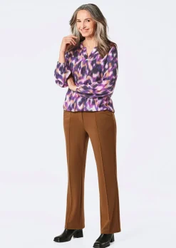 Druckbluse mit Tunika-Ausschnitt