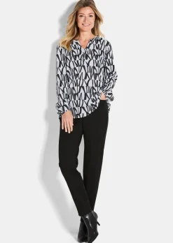 Druckbluse mit Tunikaausschnitt