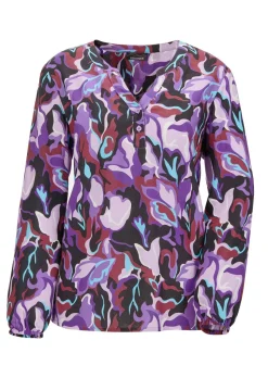 Druckbluse mit Tunikaausschnitt