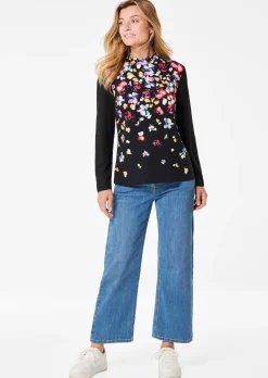 Druckshirt mit anschmiegsamem Stehkragen