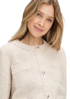 Edle Bouclé-Jacke mit Fransenkante