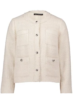 Edle Bouclé-Jacke mit Fransenkante
