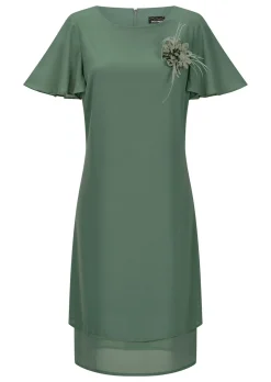 Elegantes Chiffon-Kleid mit Brosche