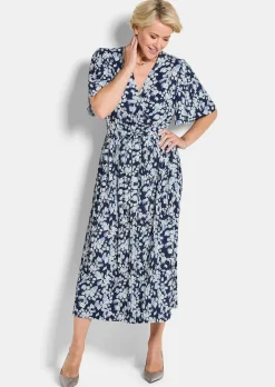 Elegantes Plisseekleid in Wickeloptik