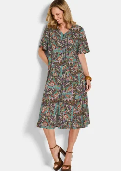 Farbenfrohes Kleid aus reiner Viskose