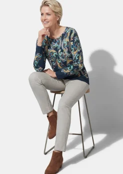 Feinstrickpullover mit Paisley-Muster