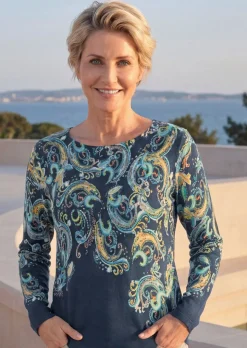 Feinstrickpullover mit Paisley-Muster