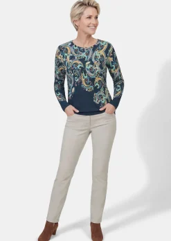 Feinstrickpullover mit Paisley-Muster