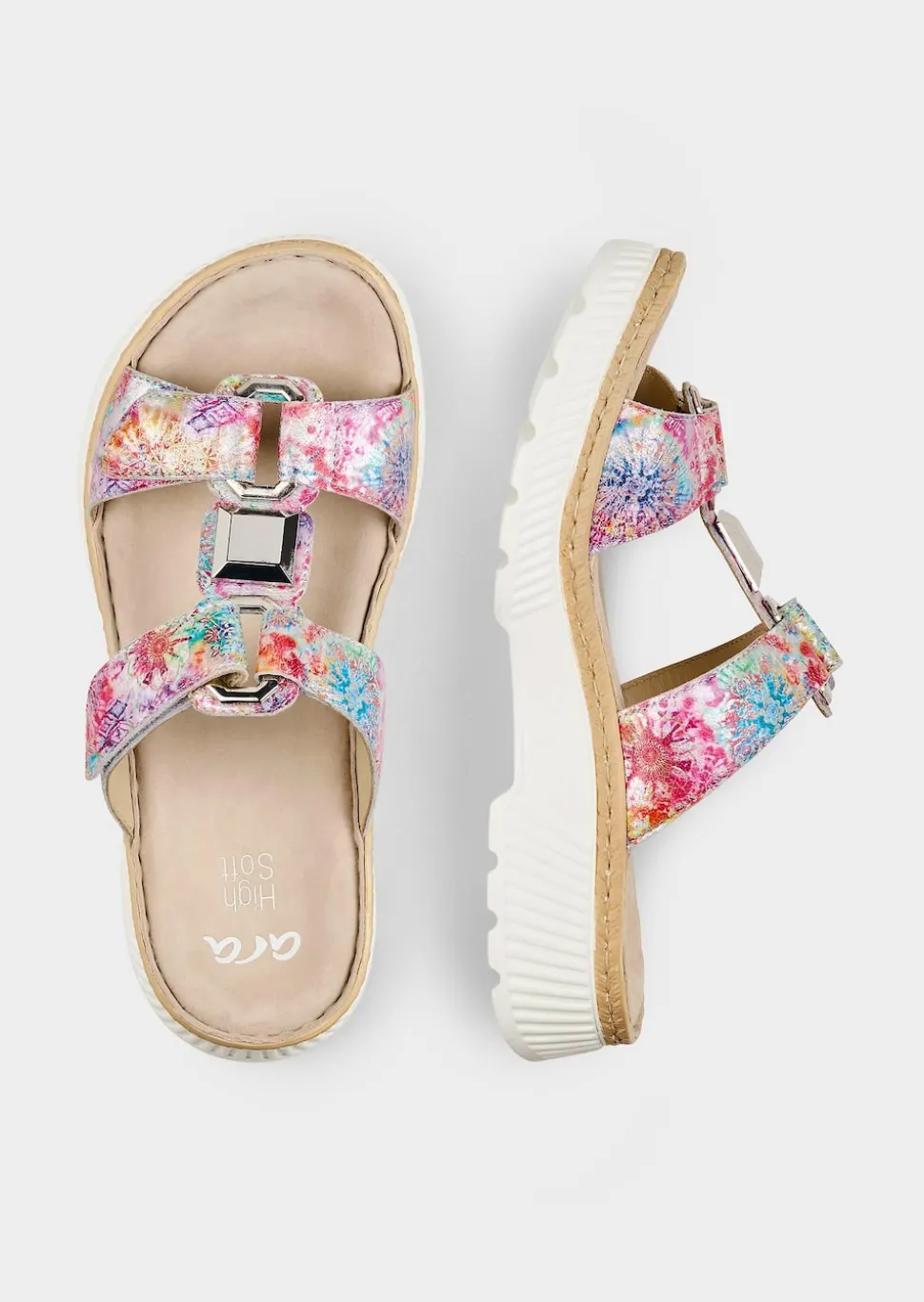 Feminine Pantoletten mit Klettverschlussriemen