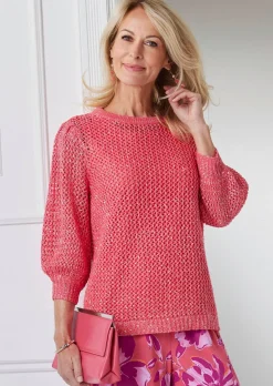 Femininer Pullover in Netzoptik mit Pailletten