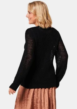 Femininer Pullover in Netzoptik mit Pailletten