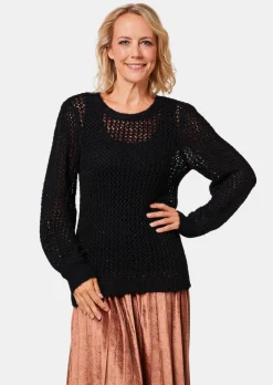 Femininer Pullover in Netzoptik mit Pailletten