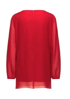 Festliche Bluse mit Chiffonüberwurf und Schmuckelement