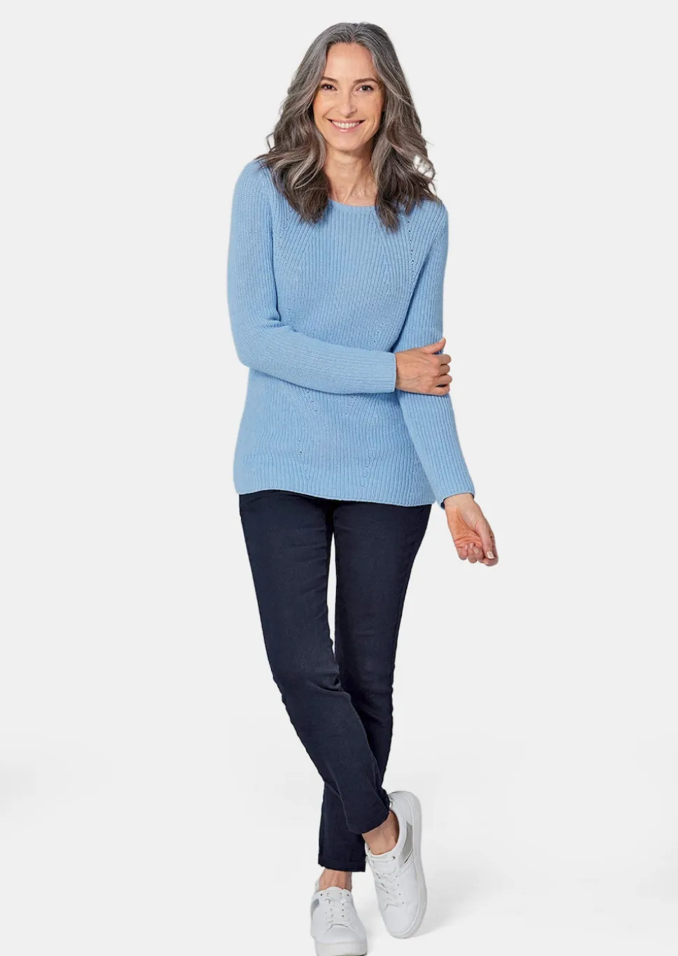 Figurschmeichelnder Pullover aus reiner Baumwolle