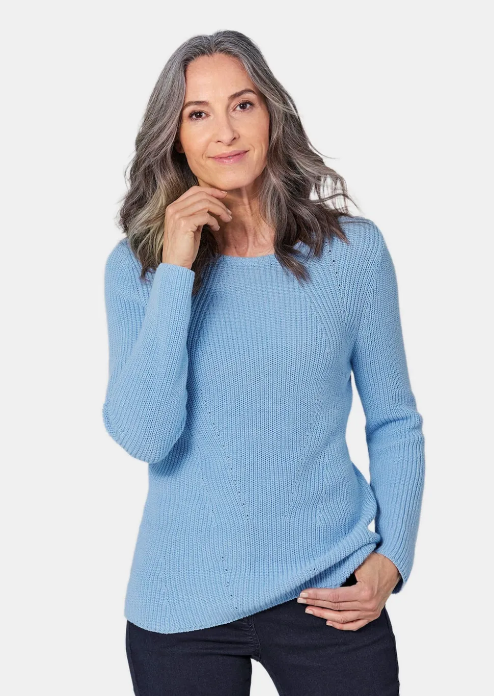 Figurschmeichelnder Pullover aus reiner Baumwolle