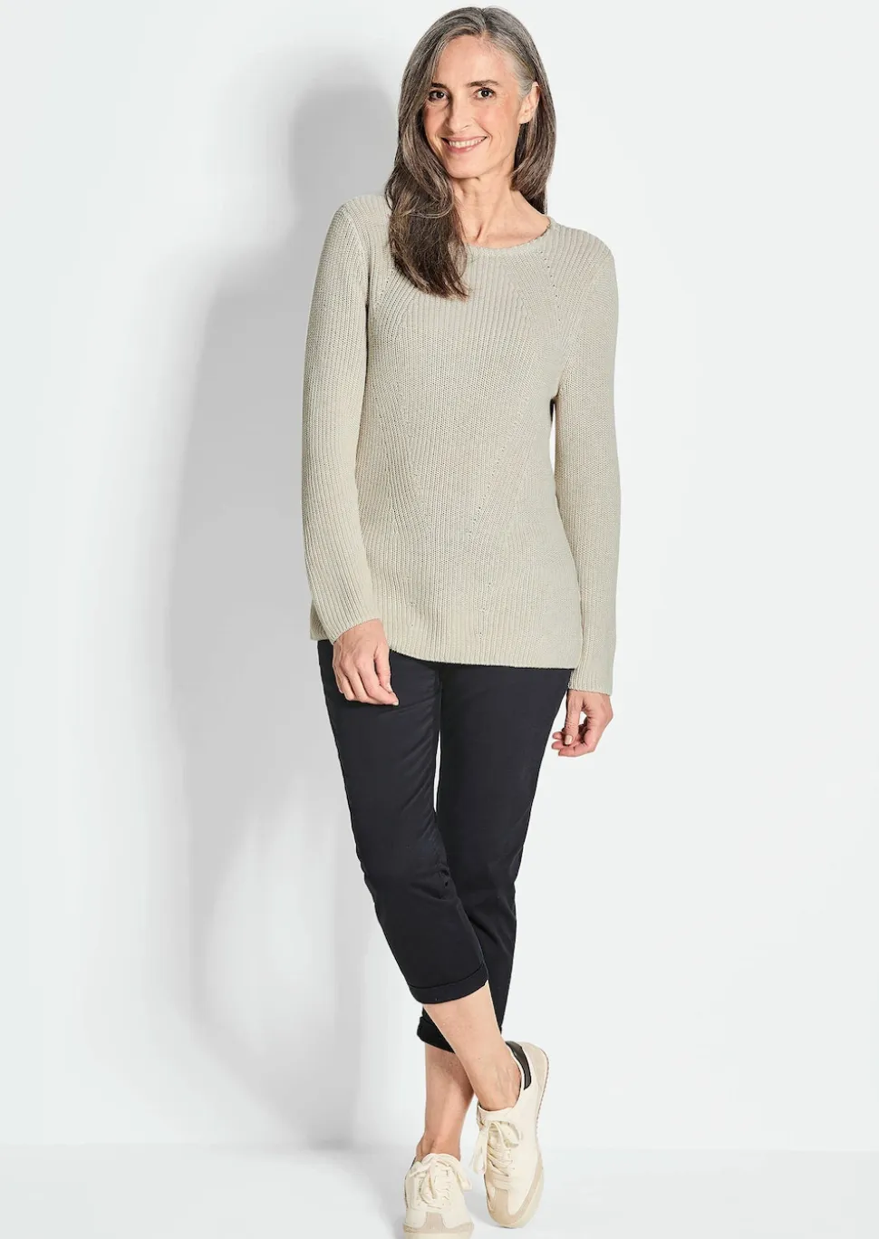 Figurschmeichelnder Pullover aus reiner Baumwolle