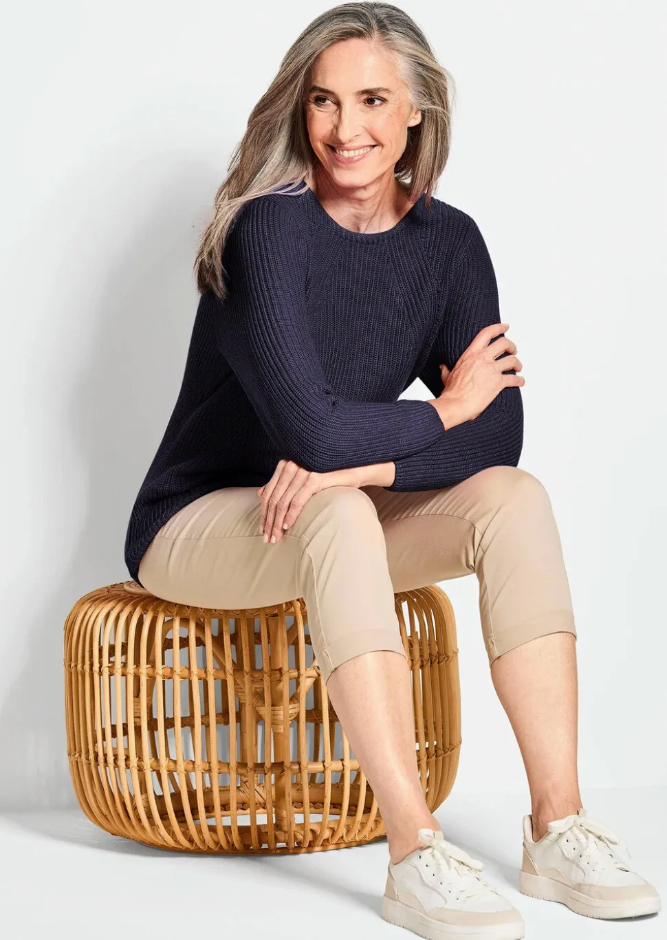 Figurschmeichelnder Pullover aus reiner Baumwolle
