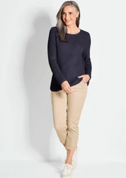 Figurschmeichelnder Pullover aus reiner Baumwolle
