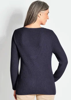 Figurschmeichelnder Pullover aus reiner Baumwolle