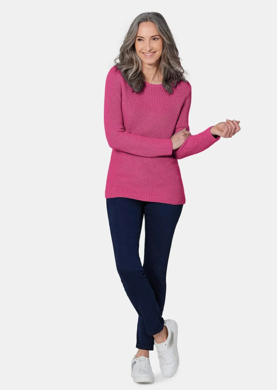 Figurschmeichelnder Pullover aus reiner Baumwolle
