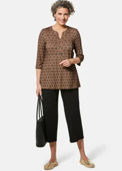 Figurschmeichelndes Drucktunika-Shirt
