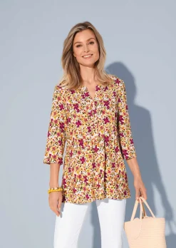 Figurschmeichelndes Drucktunika-Shirt