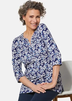 Figurschmeichelndes Drucktunika-Shirt
