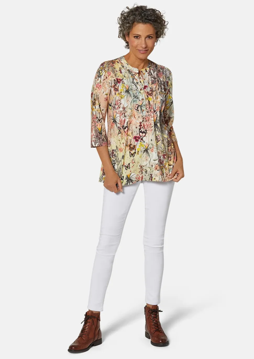 Figurschmeichelndes Drucktunika-Shirt