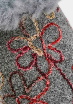 Flizpantoffeln mit Lammfellfutter