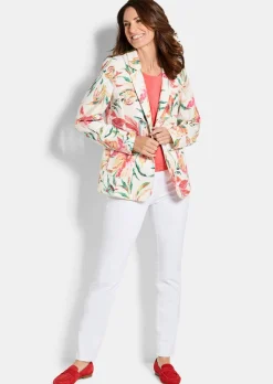 Floraler Blazer aus Waffel-Jersey