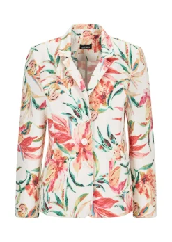Floraler Blazer aus Waffel-Jersey
