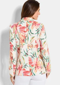 Floraler Blazer aus Waffel-Jersey