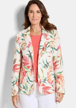 Floraler Blazer aus Waffel-Jersey