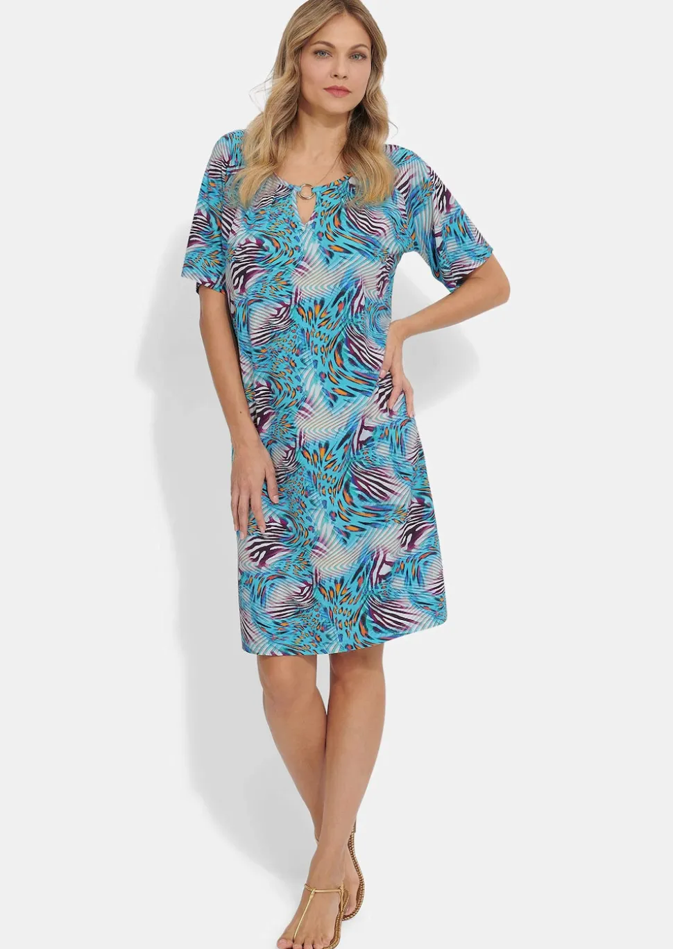 Freizeitkleid mit fantasievollem Animal Print