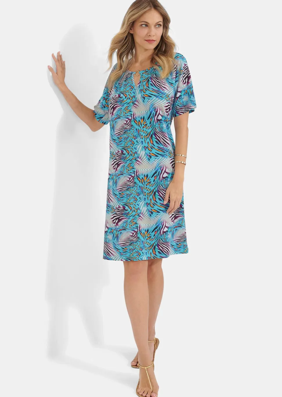Freizeitkleid mit fantasievollem Animal Print