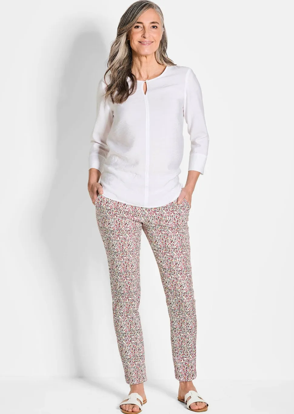 Gemusterte Schlupfhose LOUISA in Stretch-Qualität