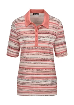 Geringeltes Poloshirt aus Viskose-Jersey
