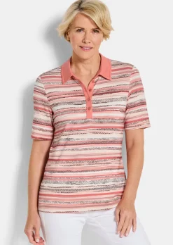 Geringeltes Poloshirt aus Viskose-Jersey