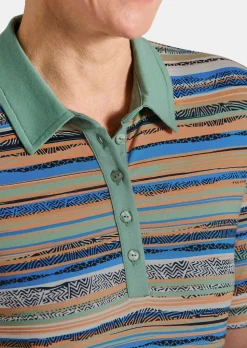 Geringeltes Poloshirt aus Viskose-Jersey