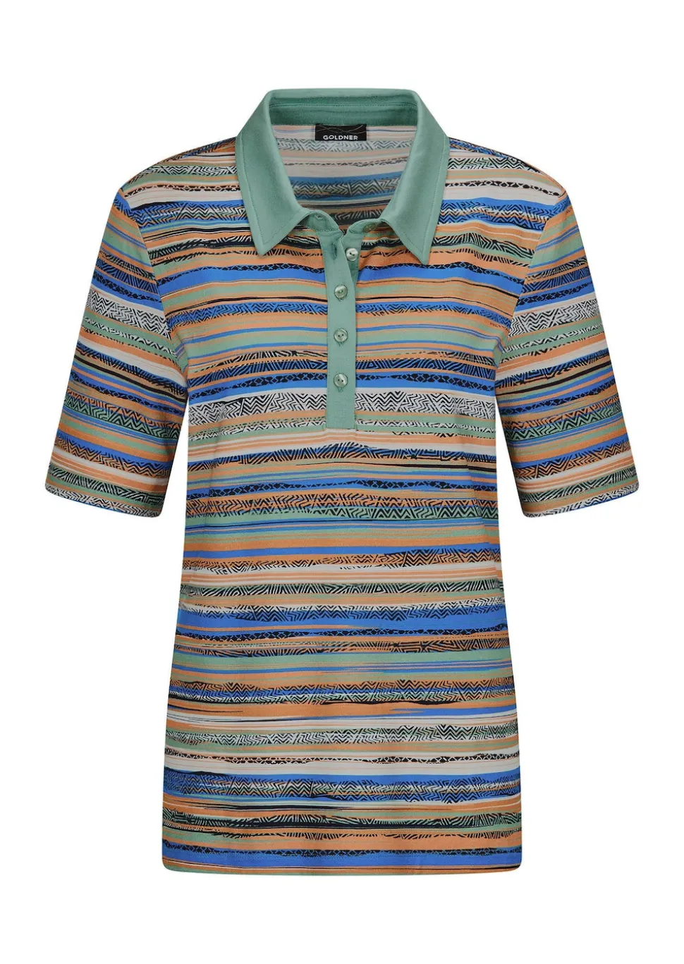 Geringeltes Poloshirt aus Viskose-Jersey