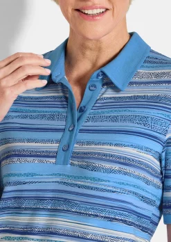 Geringeltes Poloshirt aus Viskose-Jersey
