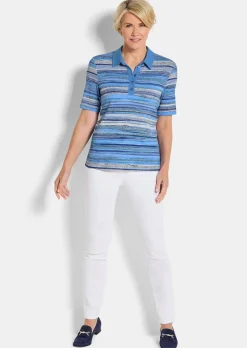 Geringeltes Poloshirt aus Viskose-Jersey