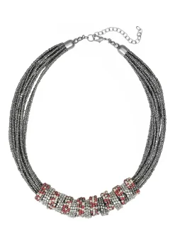 Glasperlenkette im Metallic-Look