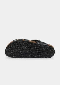 Glitzerpantoletten mit Leder