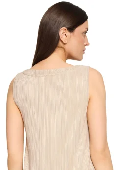 Goldschimmerndes Plisseekleid ohne Ärmel