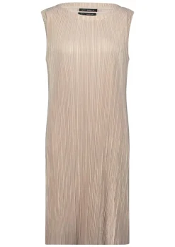 Goldschimmerndes Plisseekleid ohne Ärmel