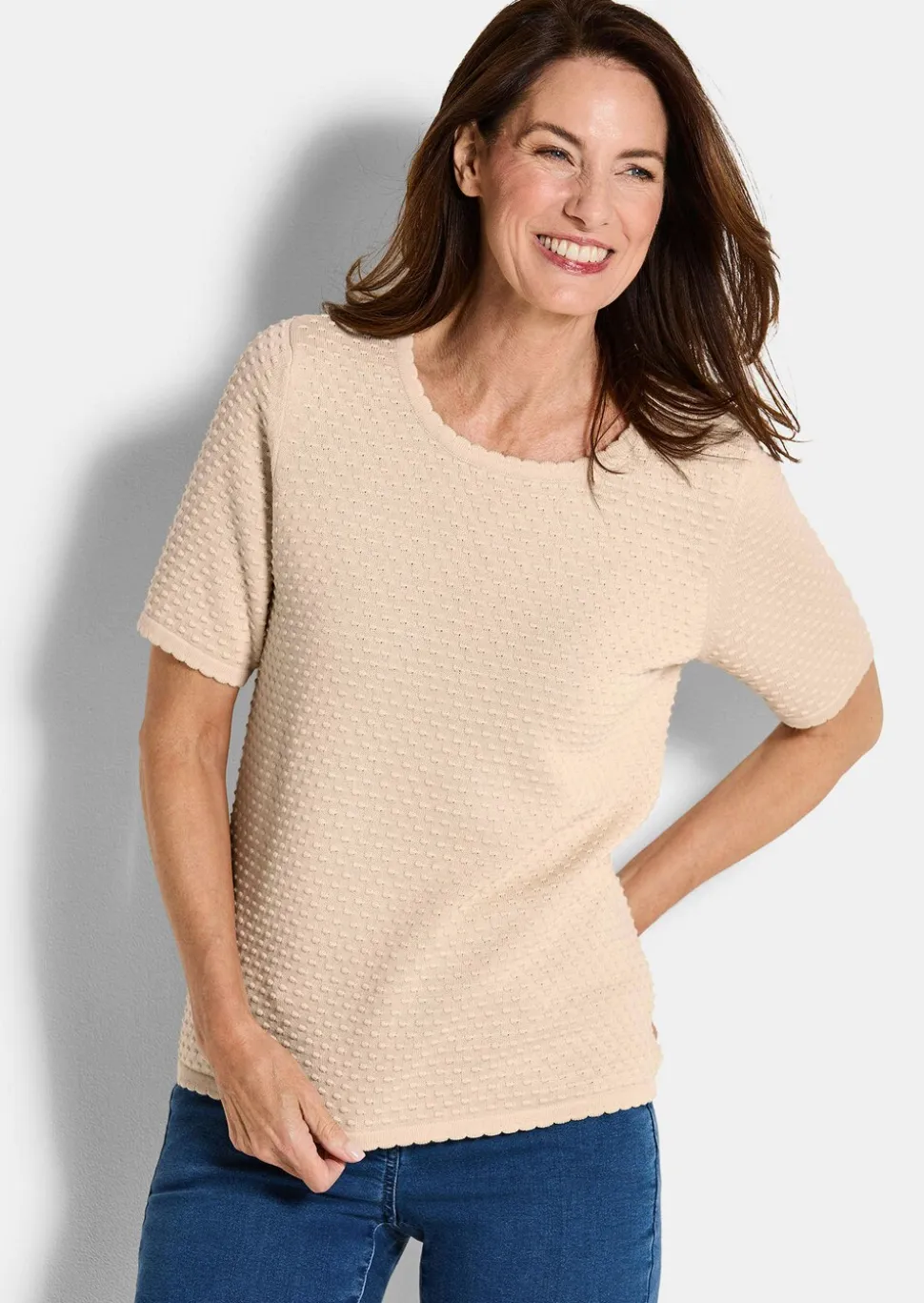 Halbarm-Pullover mit Pünktchenmuster