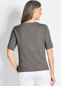 Halbarmpullover mit Rundhals aus Kaschmir