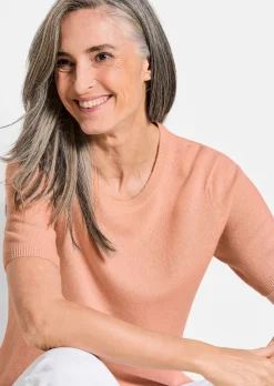 Halbarmpullover mit Rundhals aus Kaschmir