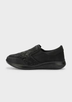 Hallux-Slipper mit schimmerndem Blumenmuster